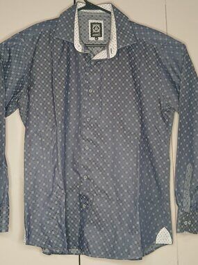 Avenue 21 Men's XL Gray Print Cotton Long Sleeve Dress Shirt (0239C)